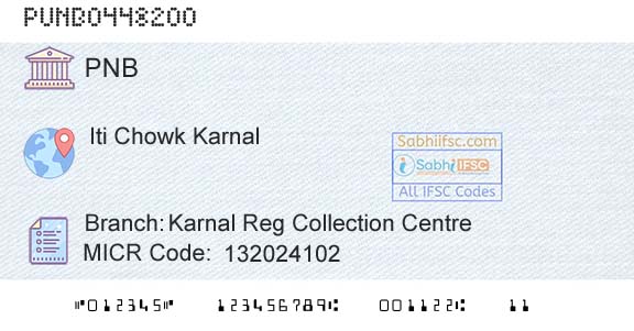 Punjab National Bank Karnal Reg Collection Centre Branch 