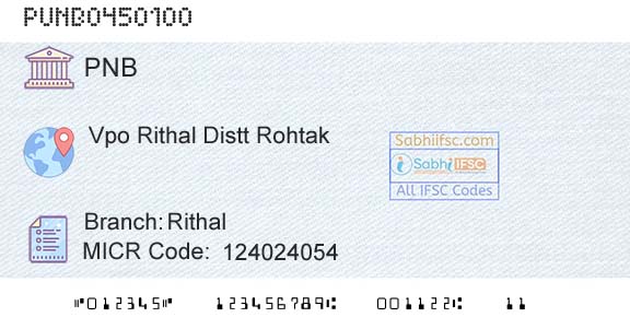 Punjab National Bank RithalBranch 