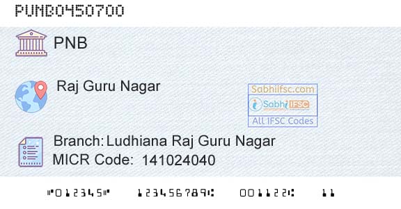 Punjab National Bank Ludhiana Raj Guru NagarBranch 