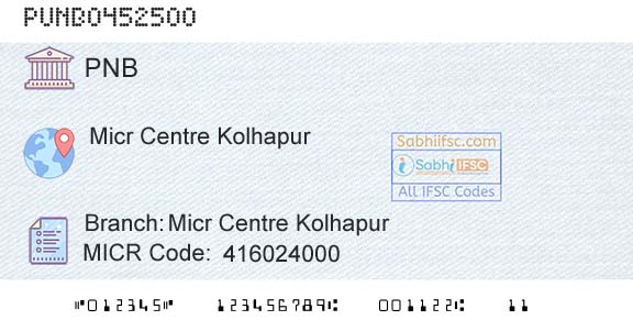 Punjab National Bank Micr Centre KolhapurBranch 