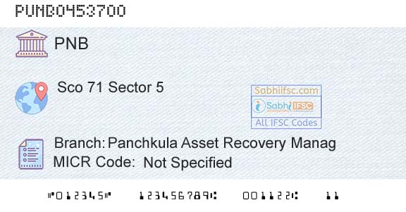 Punjab National Bank Panchkula Asset Recovery ManagBranch 