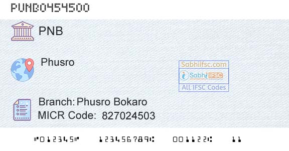 Punjab National Bank Phusro Bokaro Branch 