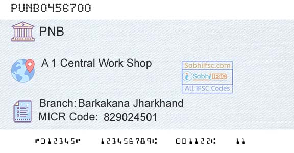 Punjab National Bank Barkakana Jharkhand Branch 