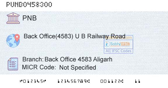 Punjab National Bank Back Office 4583 AligarhBranch 