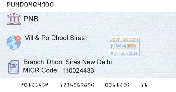 Punjab National Bank Dhool Siras New DelhiBranch 