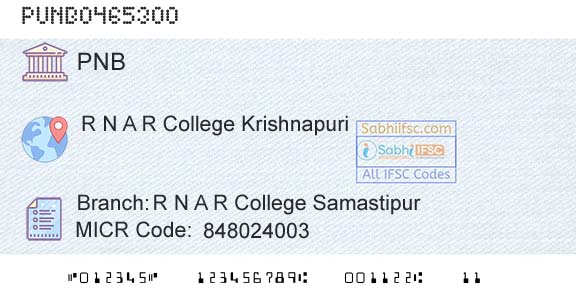 Punjab National Bank R N A R College SamastipurBranch 