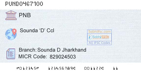 Punjab National Bank Sounda D Jharkhand Branch 