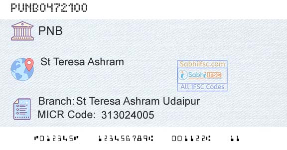 Punjab National Bank St Teresa Ashram UdaipurBranch 