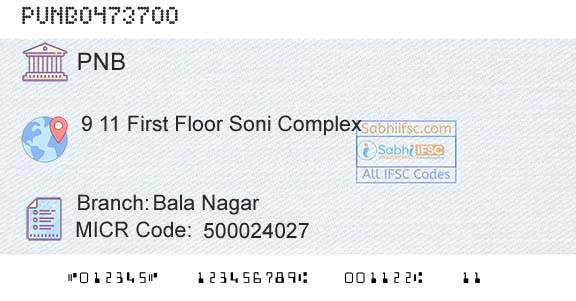 Punjab National Bank Bala NagarBranch 