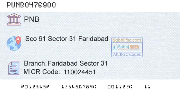 Punjab National Bank Faridabad Sector 31Branch 