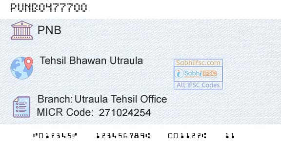Punjab National Bank Utraula Tehsil OfficeBranch 