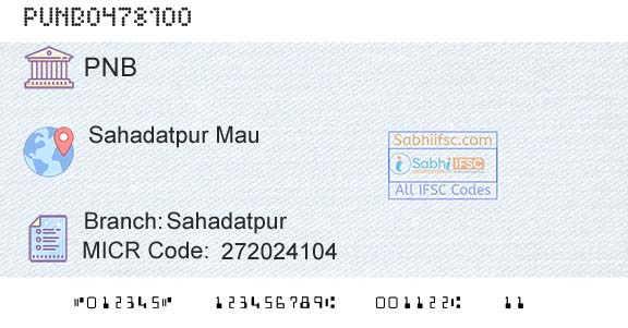 Punjab National Bank SahadatpurBranch 