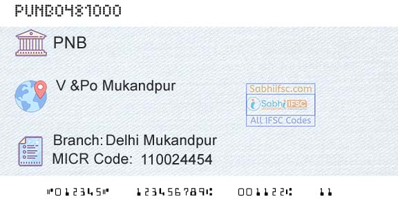 Punjab National Bank Delhi MukandpurBranch 