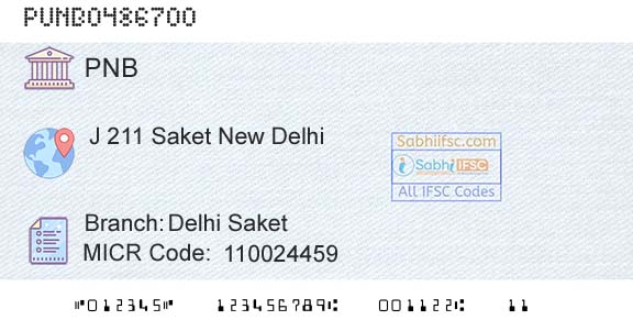 Punjab National Bank Delhi SaketBranch 