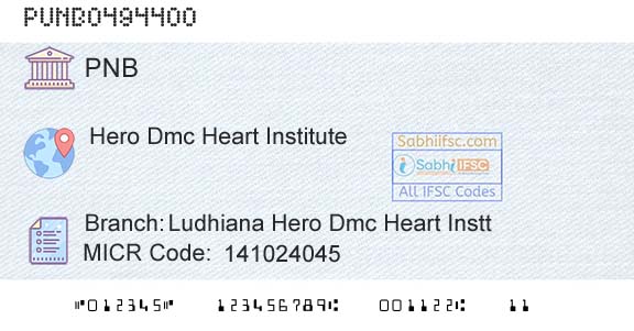 Punjab National Bank Ludhiana Hero Dmc Heart Instt Branch 