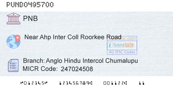 Punjab National Bank Anglo Hindu Intercol ChumalupuBranch 