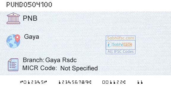 Punjab National Bank Gaya RsdcBranch 