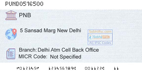 Punjab National Bank Delhi Atm Cell Back OfficeBranch 