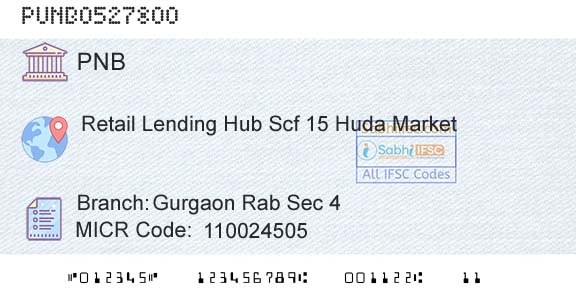 Punjab National Bank Gurgaon Rab Sec 4Branch 