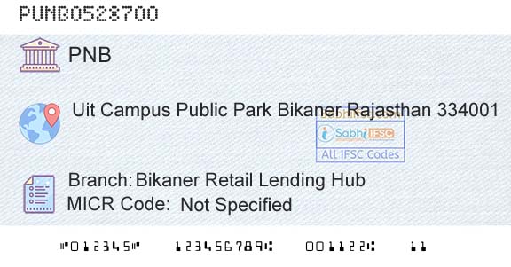 Punjab National Bank Bikaner Retail Lending HubBranch 