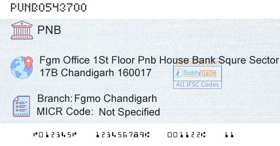 Punjab National Bank Fgmo ChandigarhBranch 