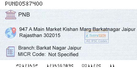 Punjab National Bank Barkat Nagar JaipurBranch 