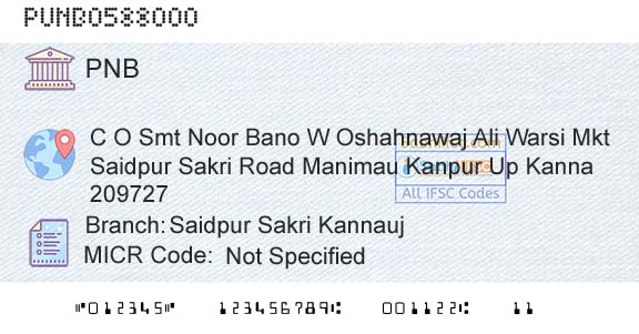 Punjab National Bank Saidpur Sakri KannaujBranch 