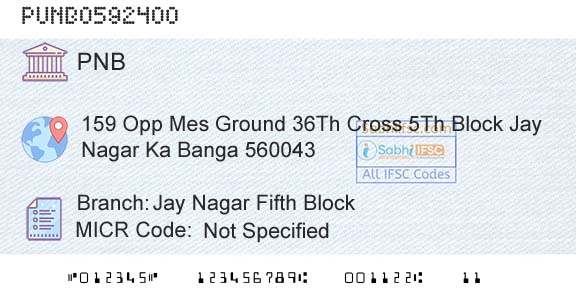 Punjab National Bank Jay Nagar Fifth BlockBranch 