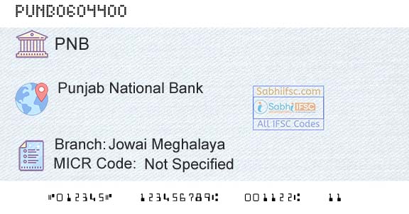 Punjab National Bank Jowai Meghalaya Branch 