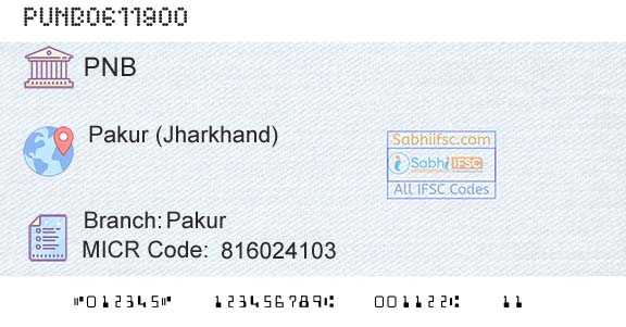 Punjab National Bank PakurBranch 