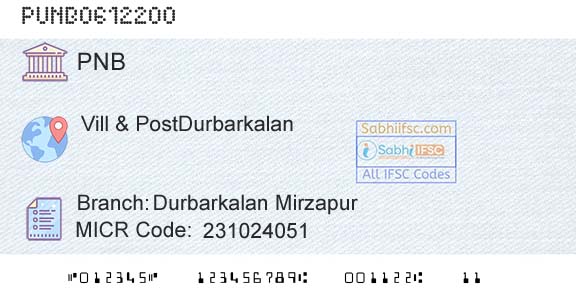 Punjab National Bank Durbarkalan MirzapurBranch 