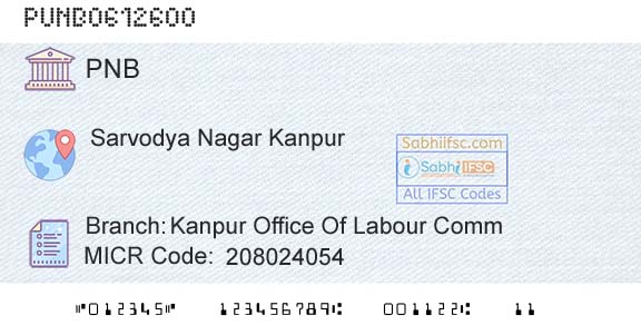 Punjab National Bank Kanpur Office Of Labour Comm Branch 