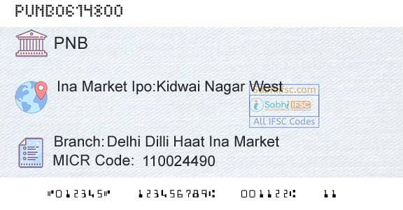Punjab National Bank Delhi Dilli Haat Ina MarketBranch 
