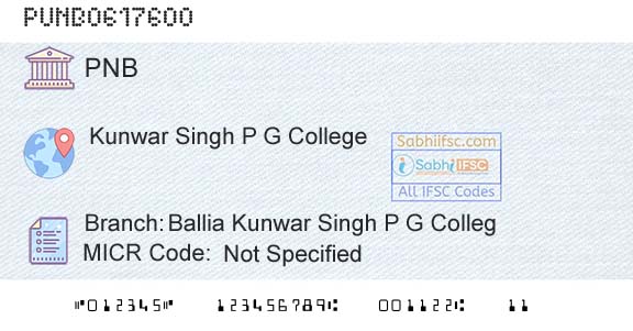 Punjab National Bank Ballia Kunwar Singh P G CollegBranch 