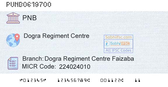 Punjab National Bank Dogra Regiment Centre FaizabaBranch 