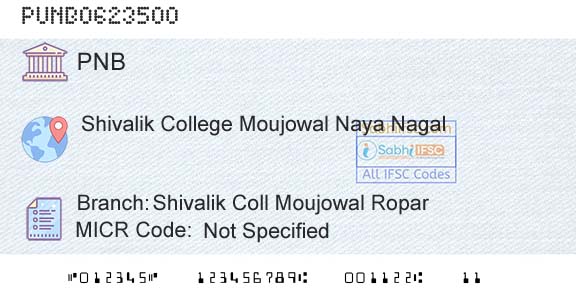 Punjab National Bank Shivalik Coll Moujowal RoparBranch 