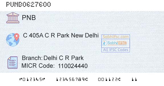 Punjab National Bank Delhi C R ParkBranch 