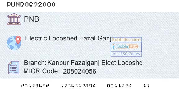 Punjab National Bank Kanpur Fazalganj Elect LocoshdBranch 