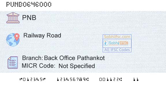 Punjab National Bank Back Office PathankotBranch 
