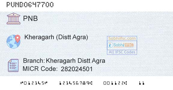 Punjab National Bank Kheragarh Distt Agra Branch 