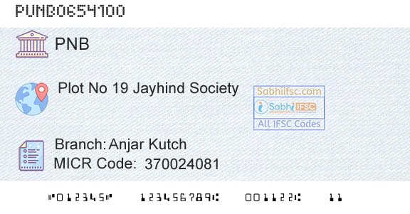 Punjab National Bank Anjar Kutch Branch 