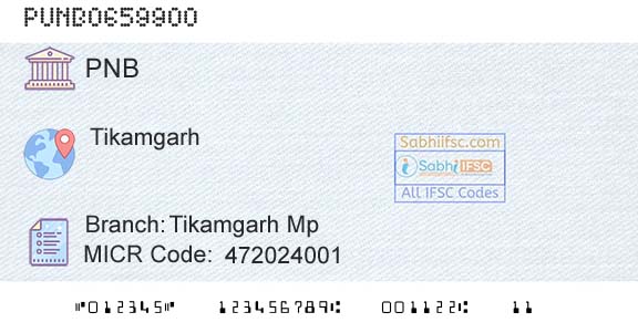 Punjab National Bank Tikamgarh Mp Branch 