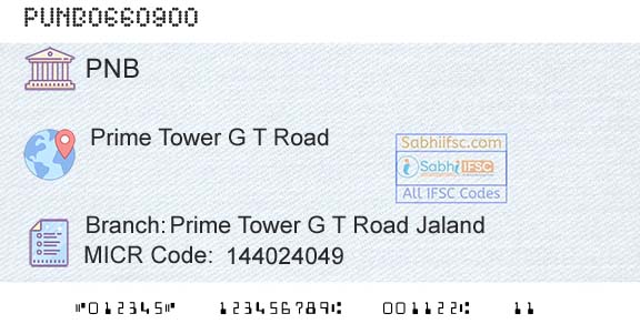 Punjab National Bank Prime Tower G T Road JalandBranch 