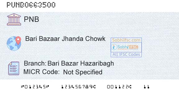 Punjab National Bank Bari Bazar HazaribaghBranch 