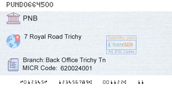 Punjab National Bank Back Office Trichy Tn Branch 