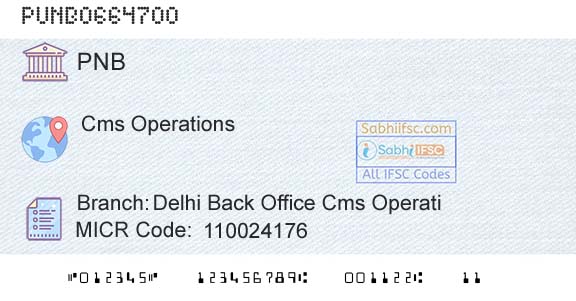 Punjab National Bank Delhi Back Office Cms OperatiBranch 