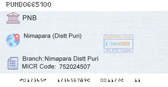 Punjab National Bank Nimapara Distt Puri Branch 