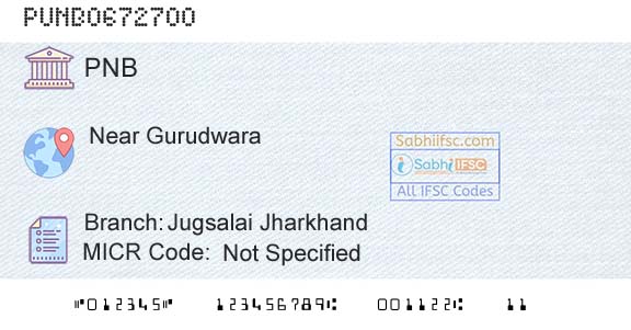 Punjab National Bank Jugsalai Jharkhand Branch 