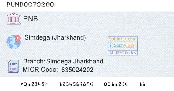 Punjab National Bank Simdega Jharkhand Branch 