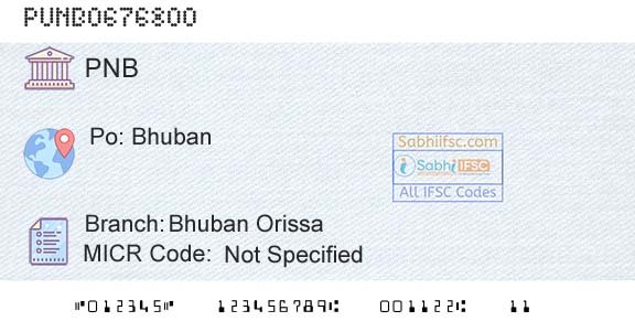 Punjab National Bank Bhuban Orissa Branch 